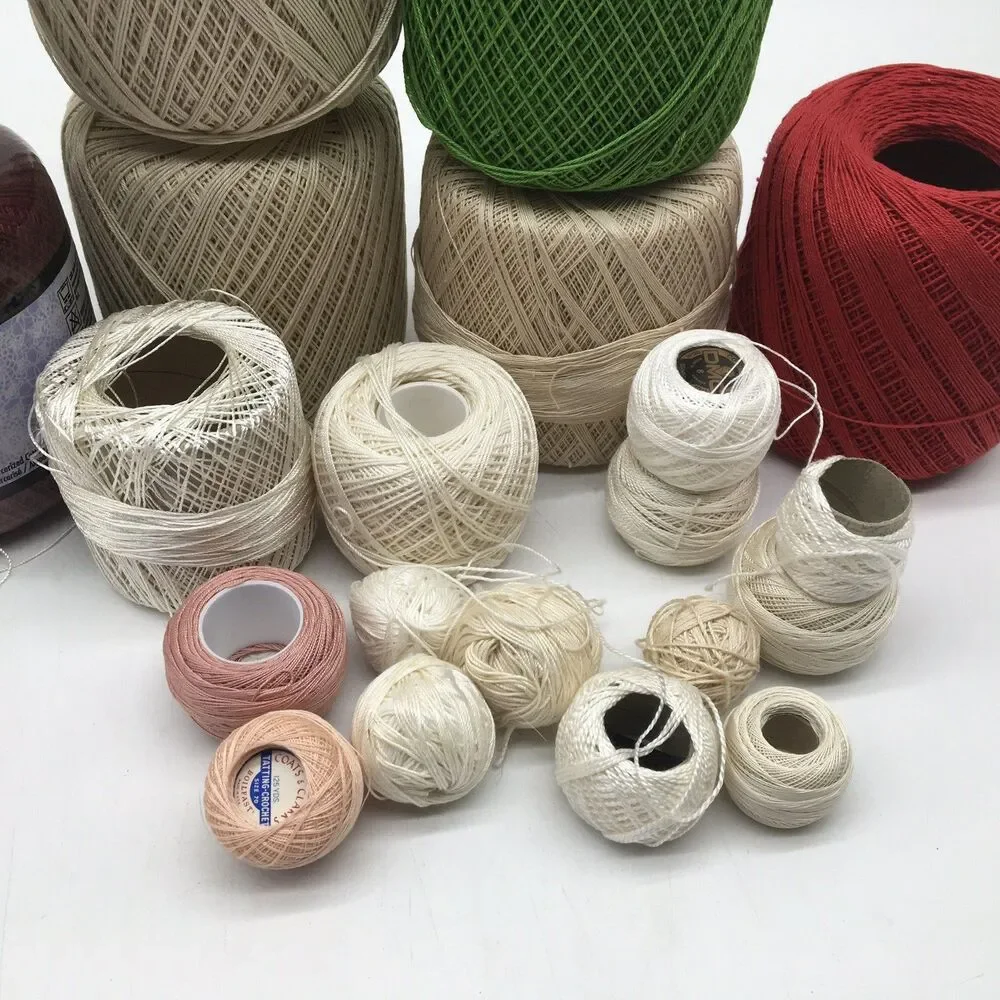Mixed Tatting Crochet Thread Lot Solid Clarks, Lily, DeLuxe, J&P DMC Aunt Lydia’